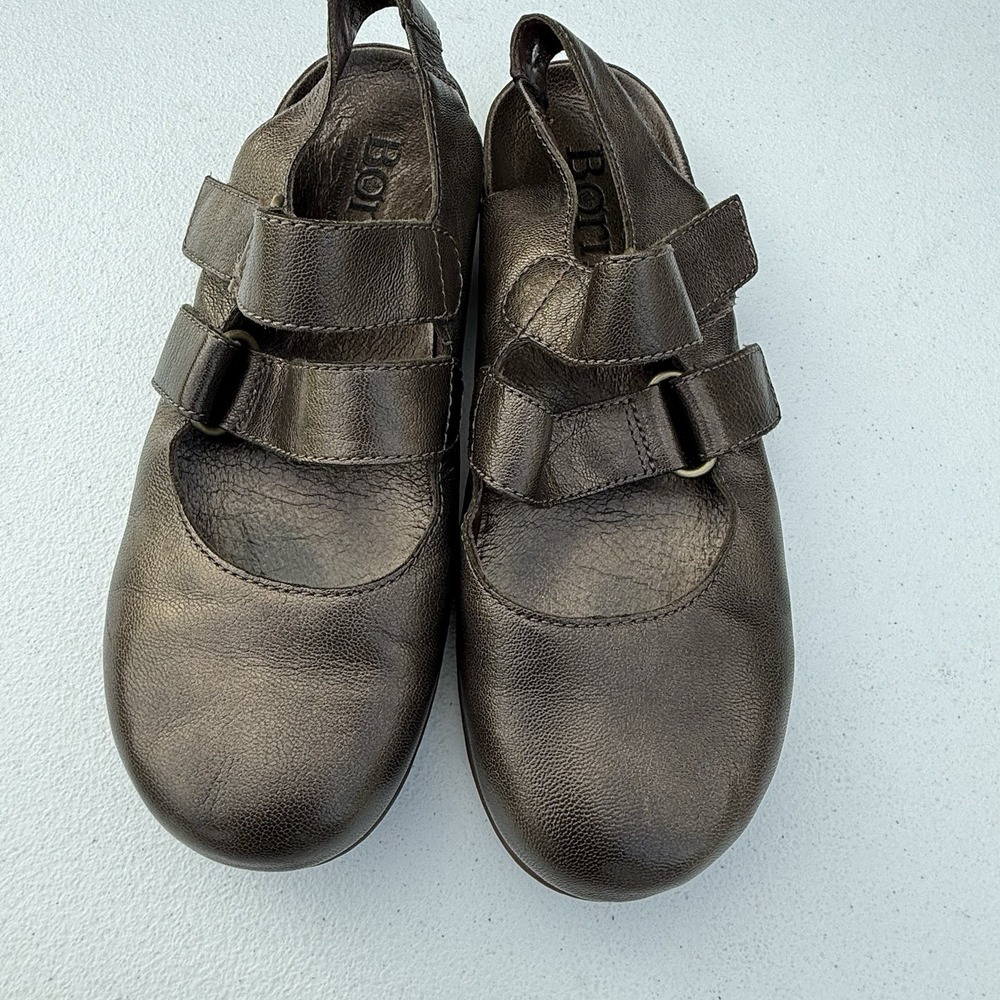 Women's BORN‎ Loafers Mules Brown Metallic Strappy Size 8 Mary Jane Heel less - Picture 11 of 12